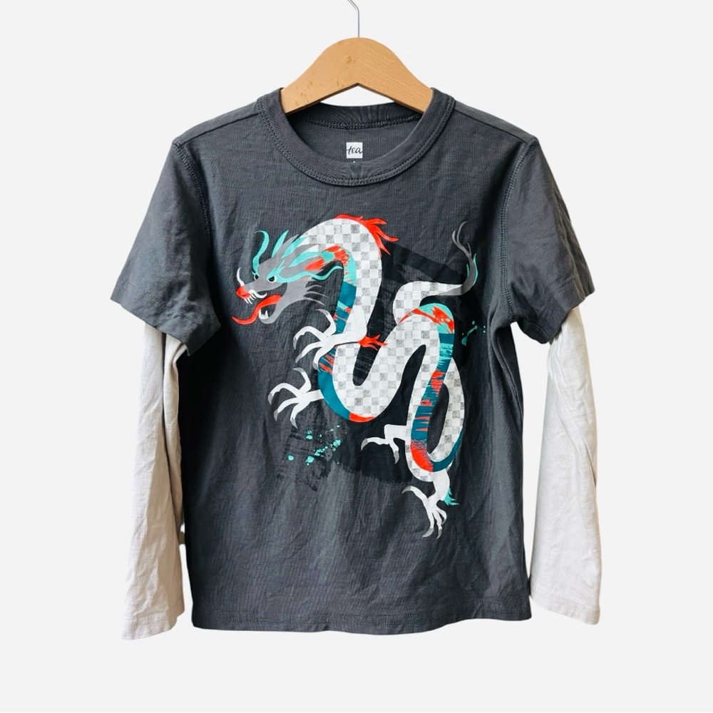 Tea Collection Gray Dragon Long Sleeve Tee